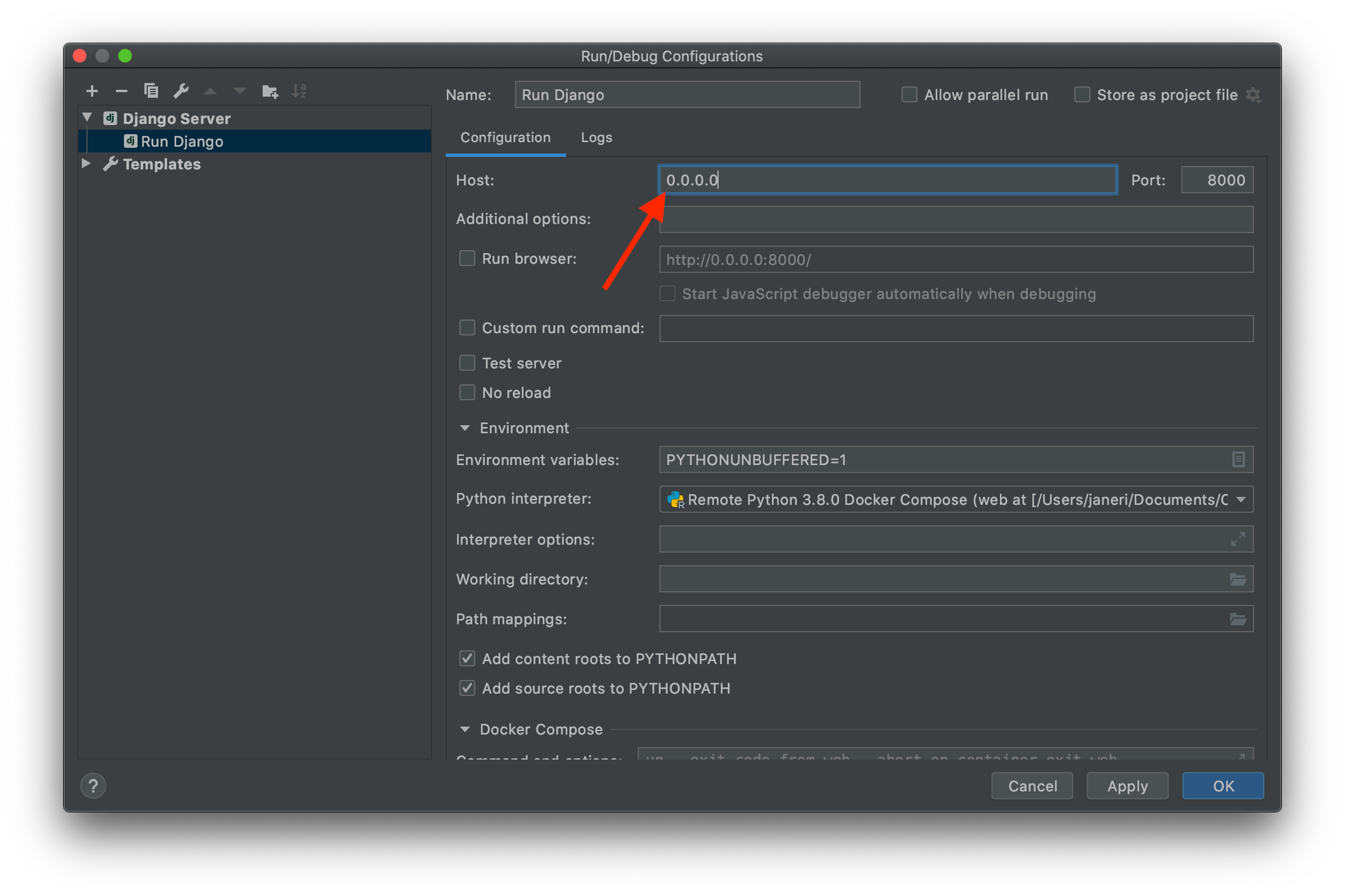 Add run configuration step 3